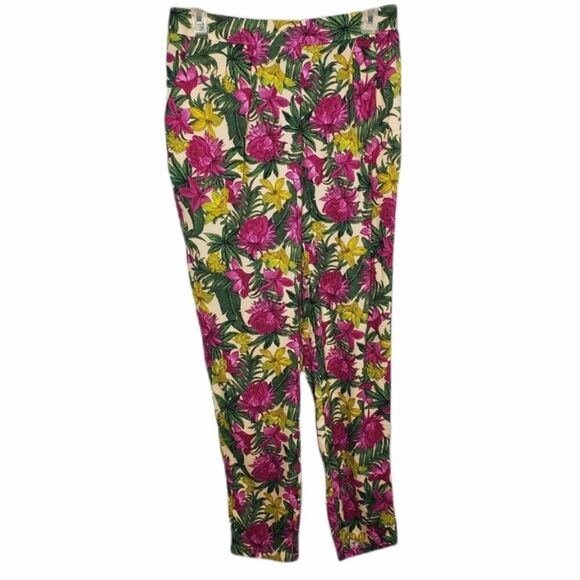 H&M tropical beach pants floral viscose joggers with pockets 6 - Picture 1 of 7